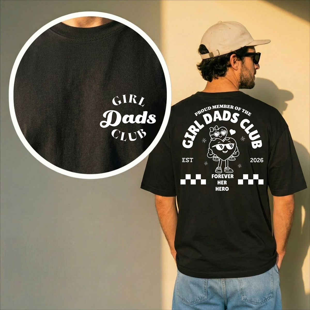 Girl Dads Club T-Shirt - Personalisiertes Papa Shirt