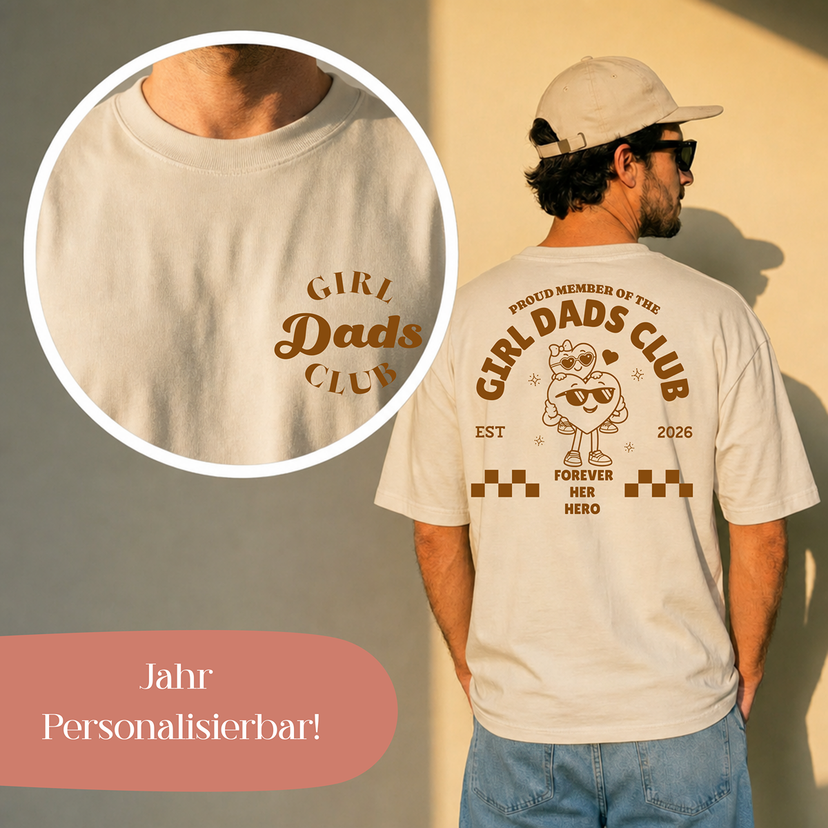 Girl Dads Club T-Shirt - Personalisiertes Papa Shirt
