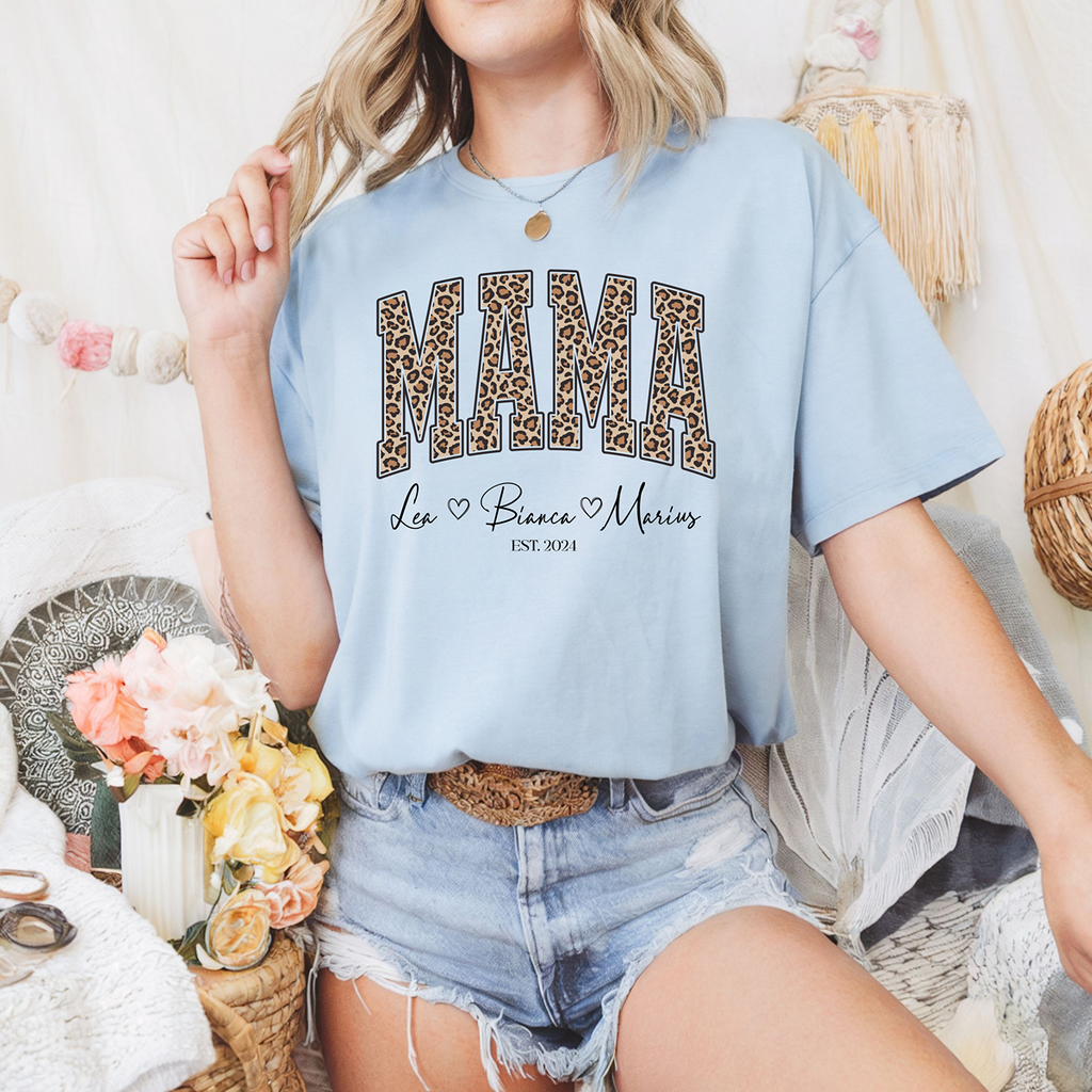 Personalisiertes Kuh Design Mama T-Shirt