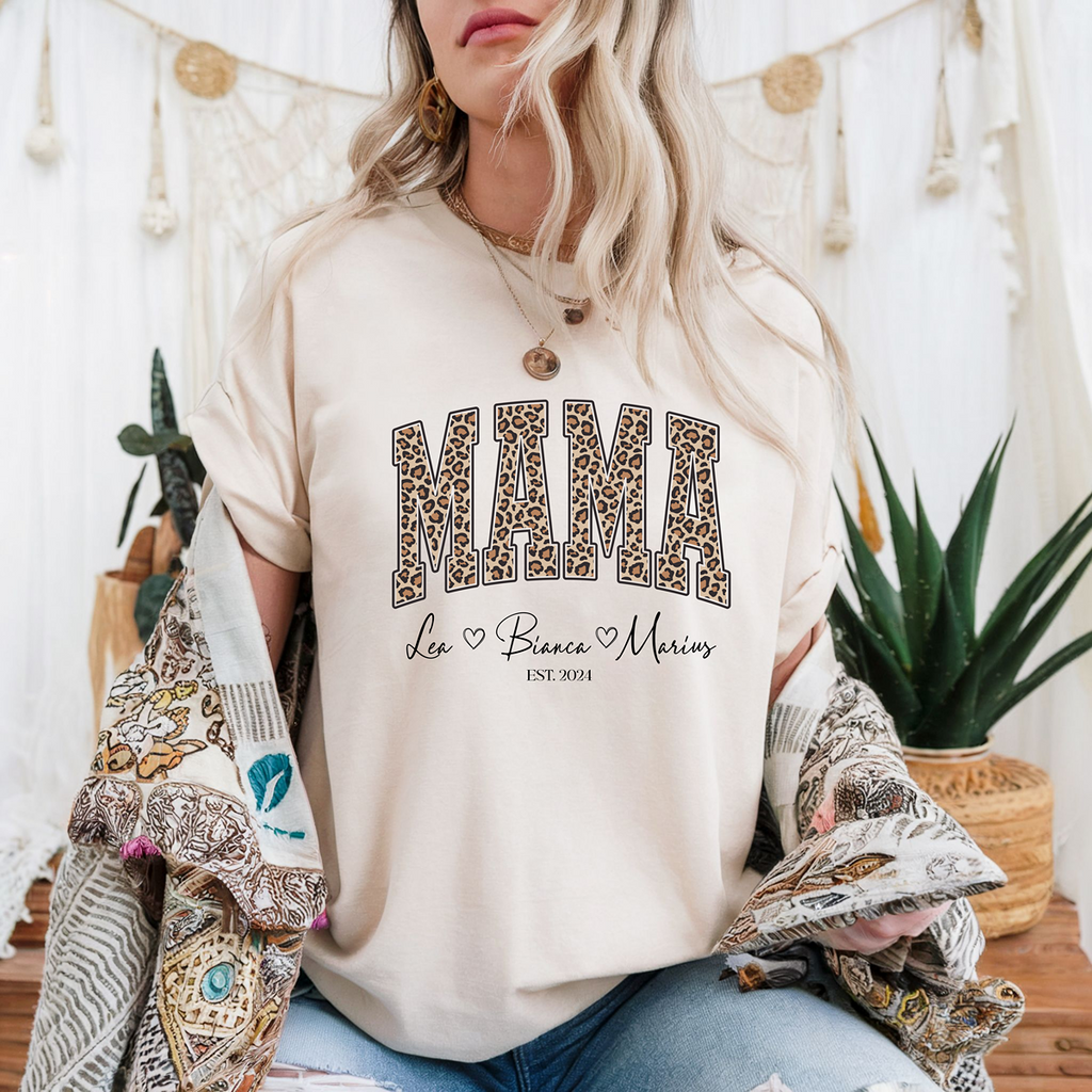 Personalisiertes Kuh Design Mama T-Shirt