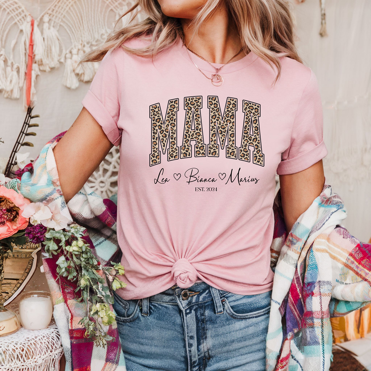 Personalisiertes Kuh Design Mama T-Shirt