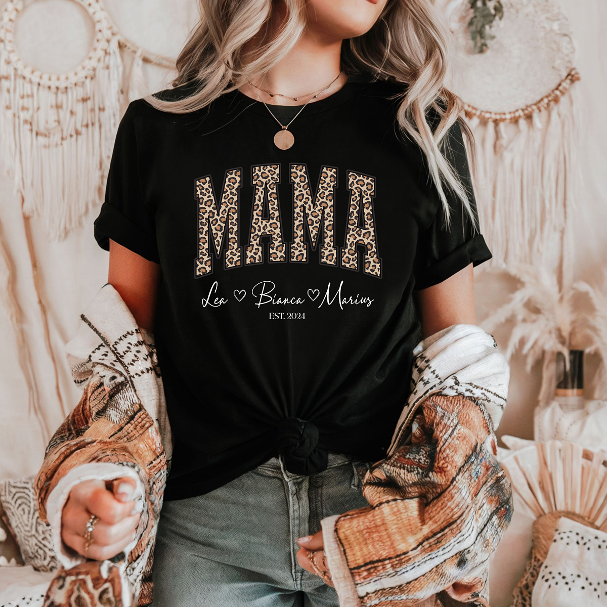 Personalisiertes Kuh Design Mama T-Shirt